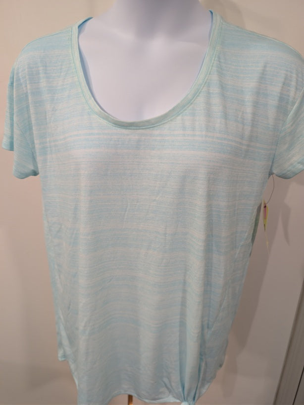 1214 - Xersion Light Blue Heathered Scoop Neck T Shirt Womens Casual - NWT - XXL