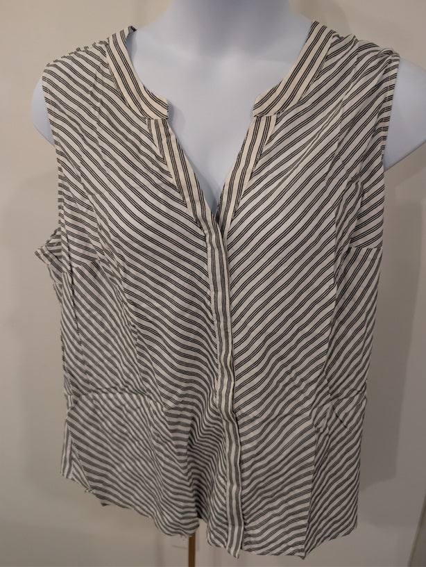 1215- Sanctuary Striped Sleeveless Button Front Blouse Vest Top - NWT- 3X