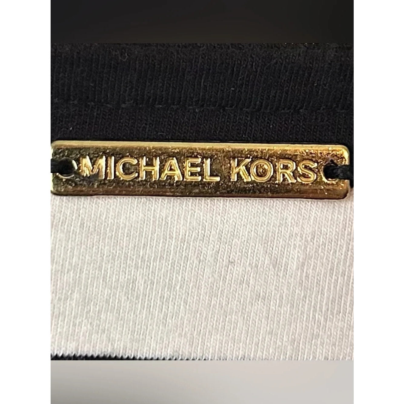 1014 - Michael Kors Striped Lace Up Dress Top Black White Short Sleeve - Size 2X