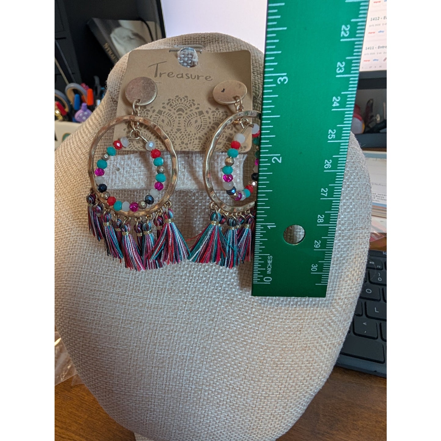1418 - Western Boho Earrings with beads and tassels - NWT