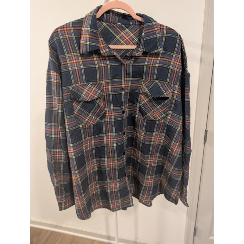 1507 - Base Blue Plaid Shirt Button Down - 2XL