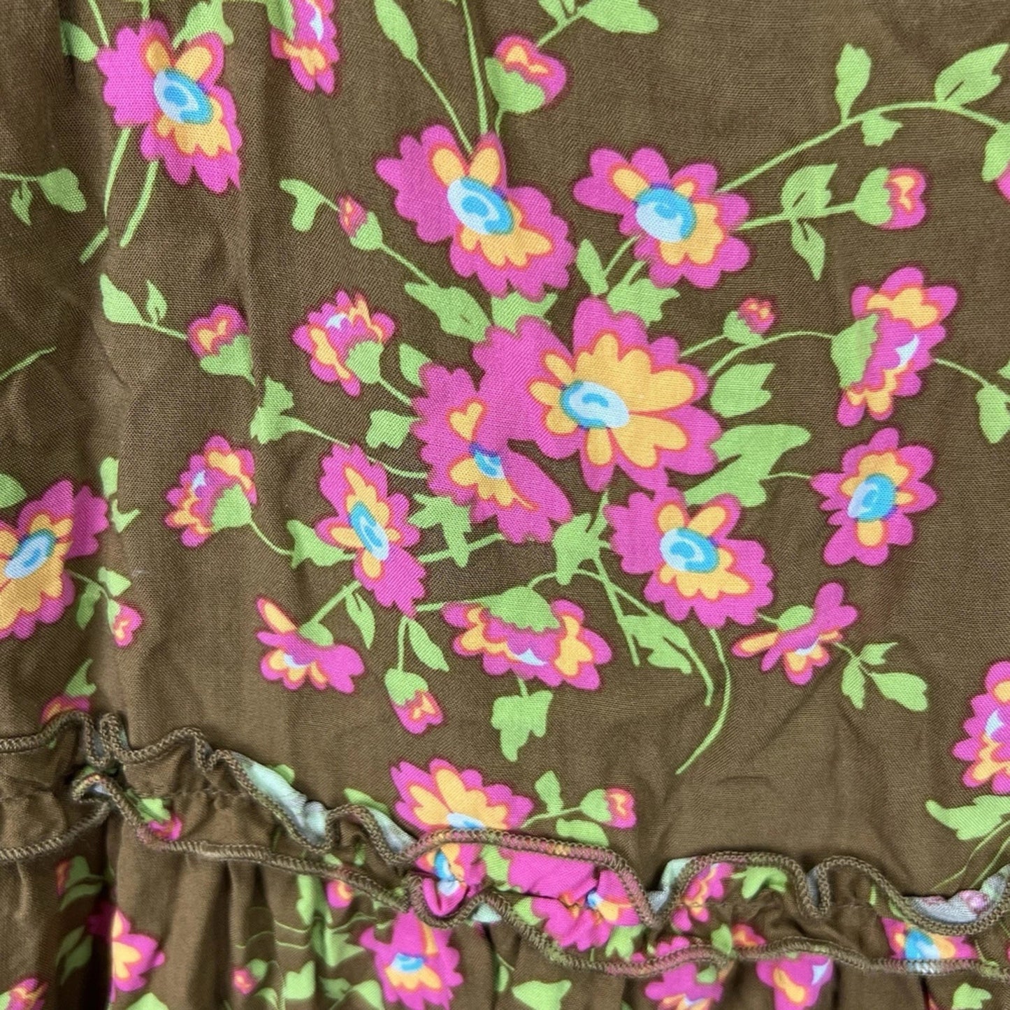 1138 - Matilda Jane Floral Boho Tank Top Brown Pink Green M - NWT