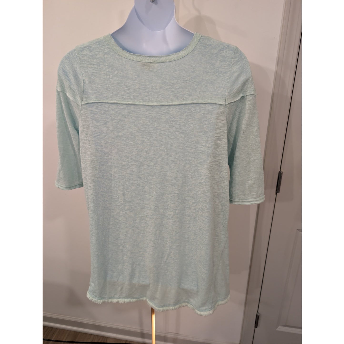 1441 - Umgee Cotton Slub Mint Green Blouse - PreLoved - Large