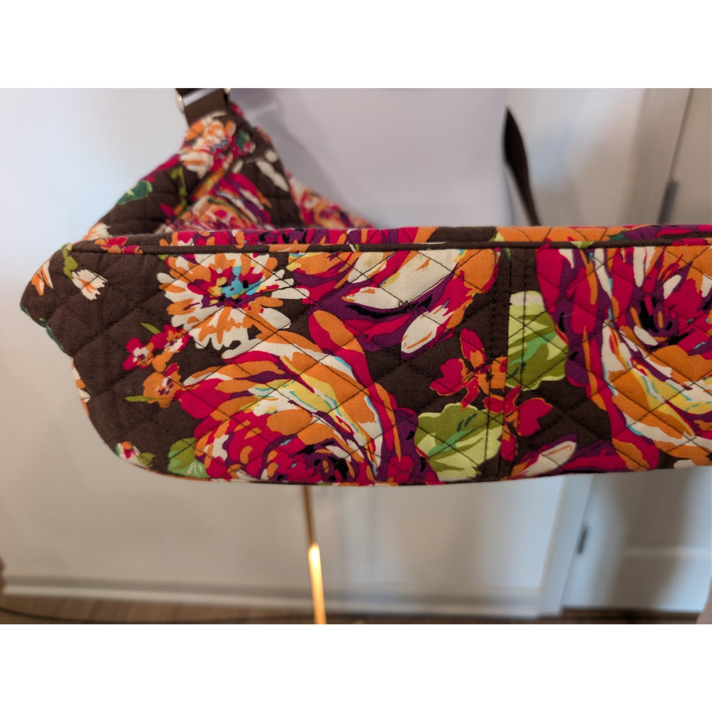 1025 - Vera Bradley Computer Crossbody Bag Brown Pink Boho