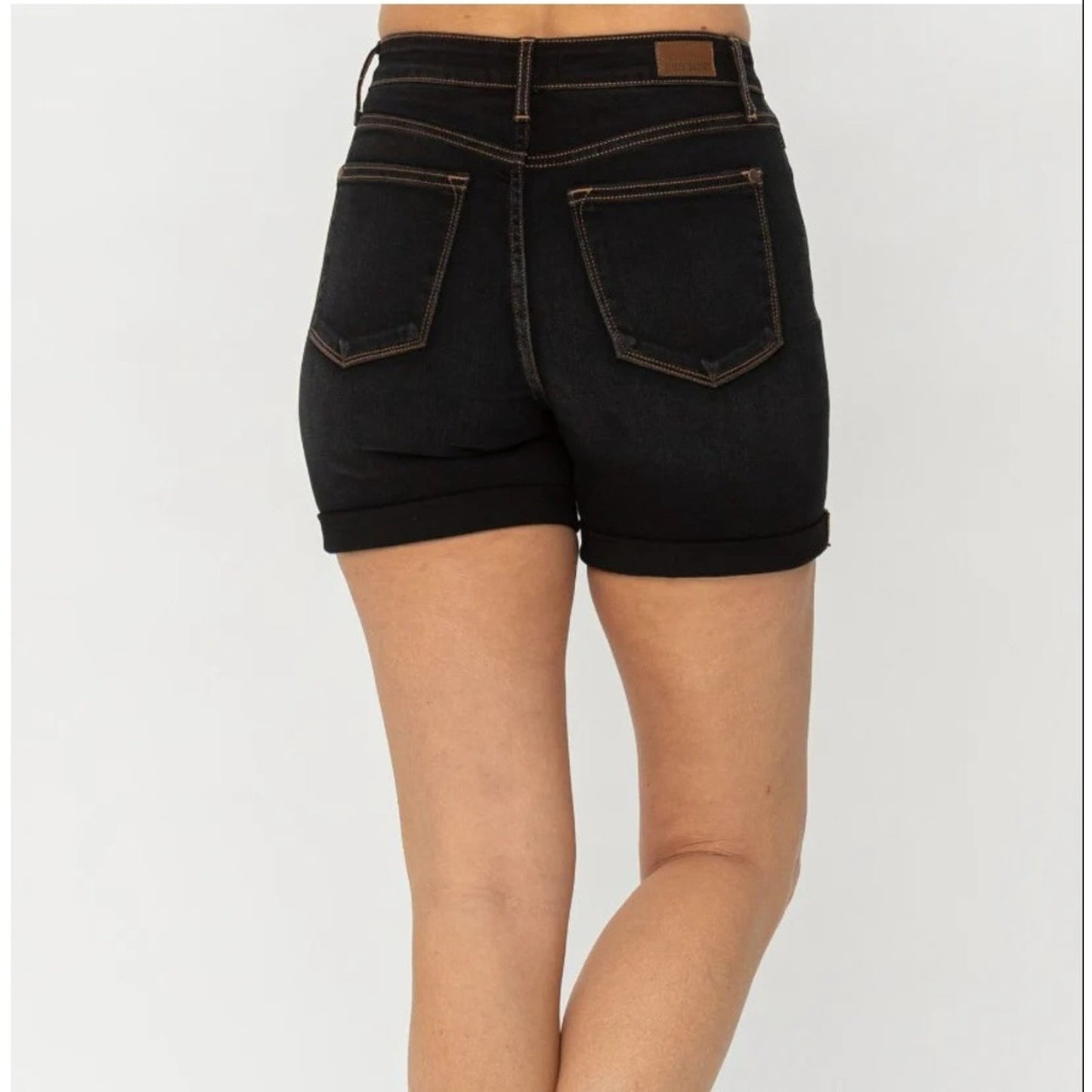 1129 -Judy Blue -Black High Waisted Denim Shorts - XL