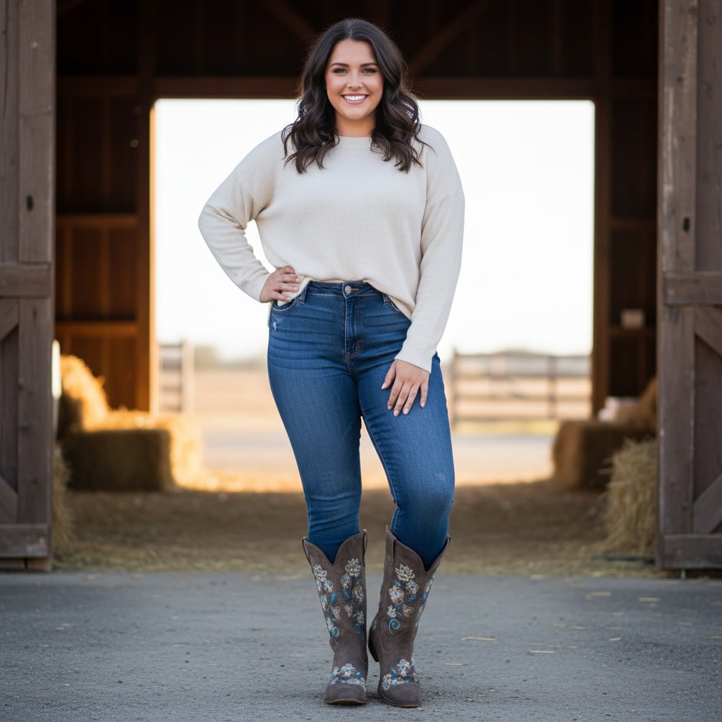 B102 - Roper Women's Riley Floral Western Boots - 10