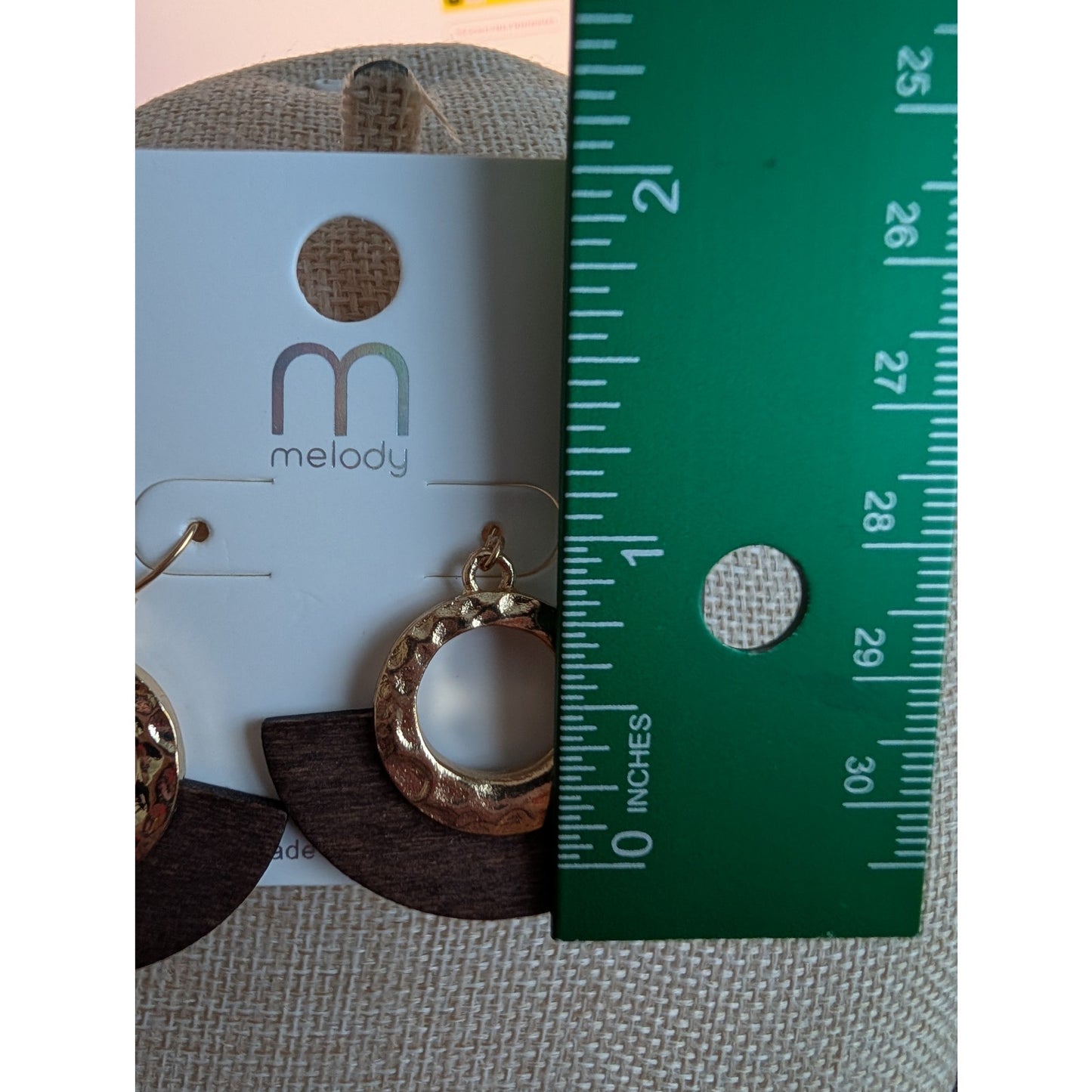 1400 - Beat goldtone and wood earrings - NWT