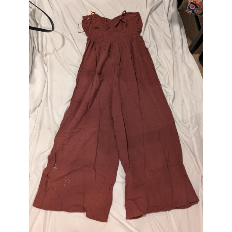 1373 - Blue Velvet Brown Gauze Jumpsuit - Large - NWT