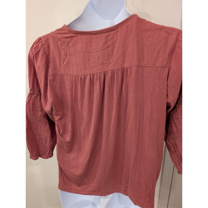 1293 - Knox Rose Ribbed Texture Peasant Blouse - XL