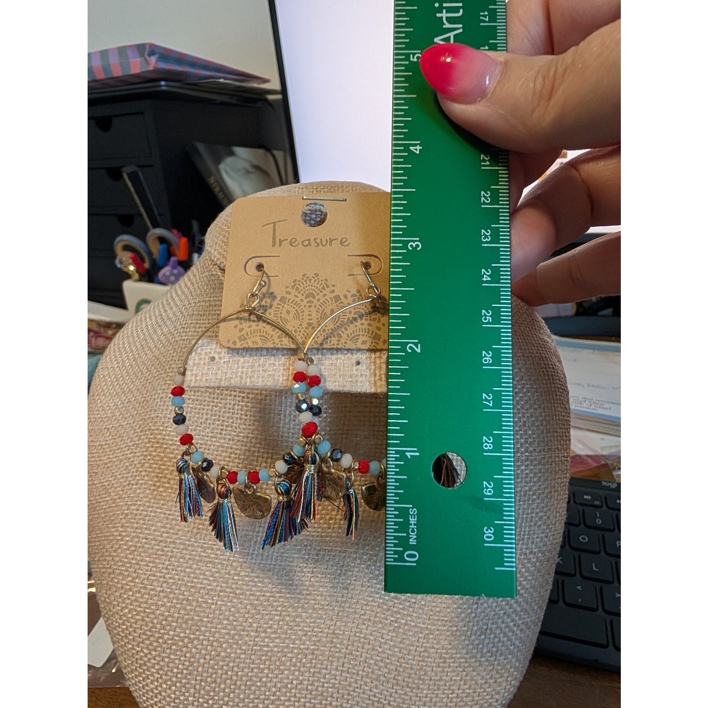 1419 - Treasure Western Boho Earrings - Beads and Tassels - NWT