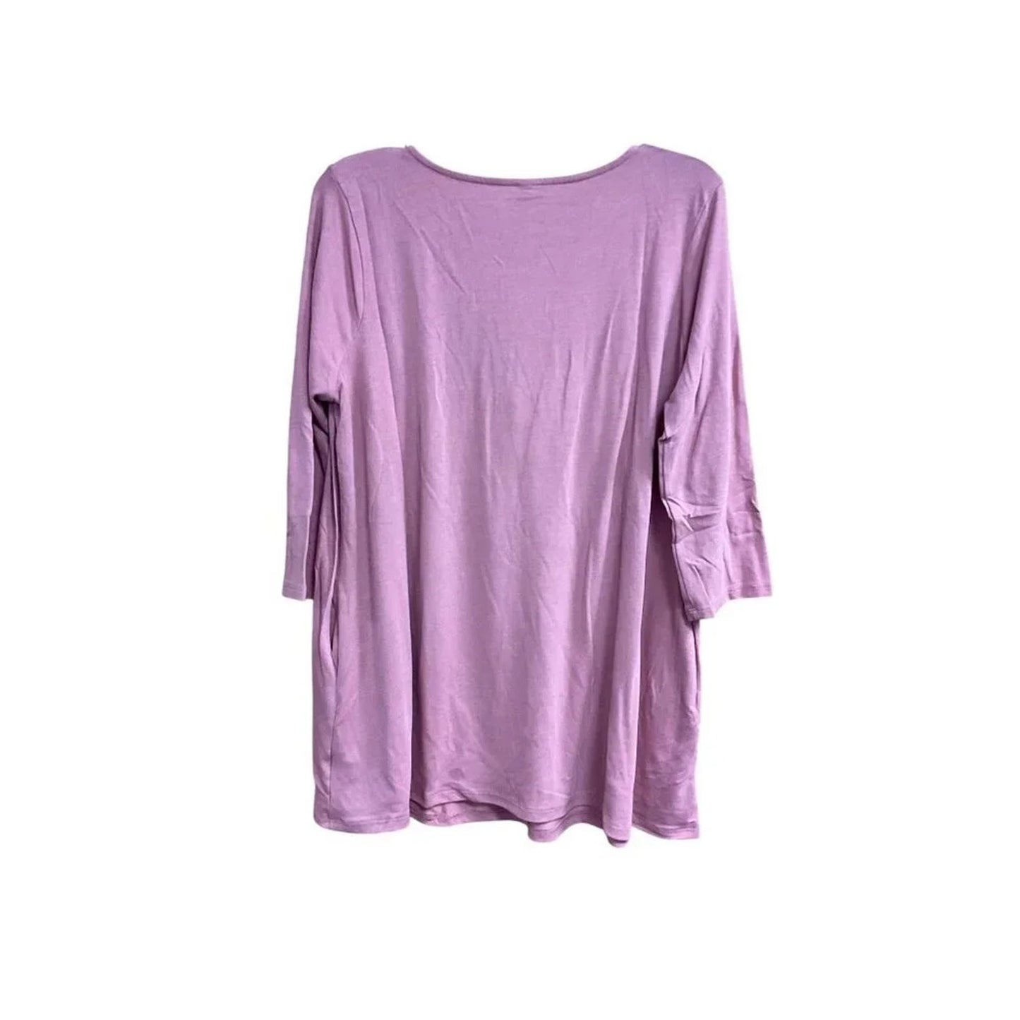 1127 - Zenana Premium Rose Pleated Tunic Top Long Sleeve Boho Casual - NWT
