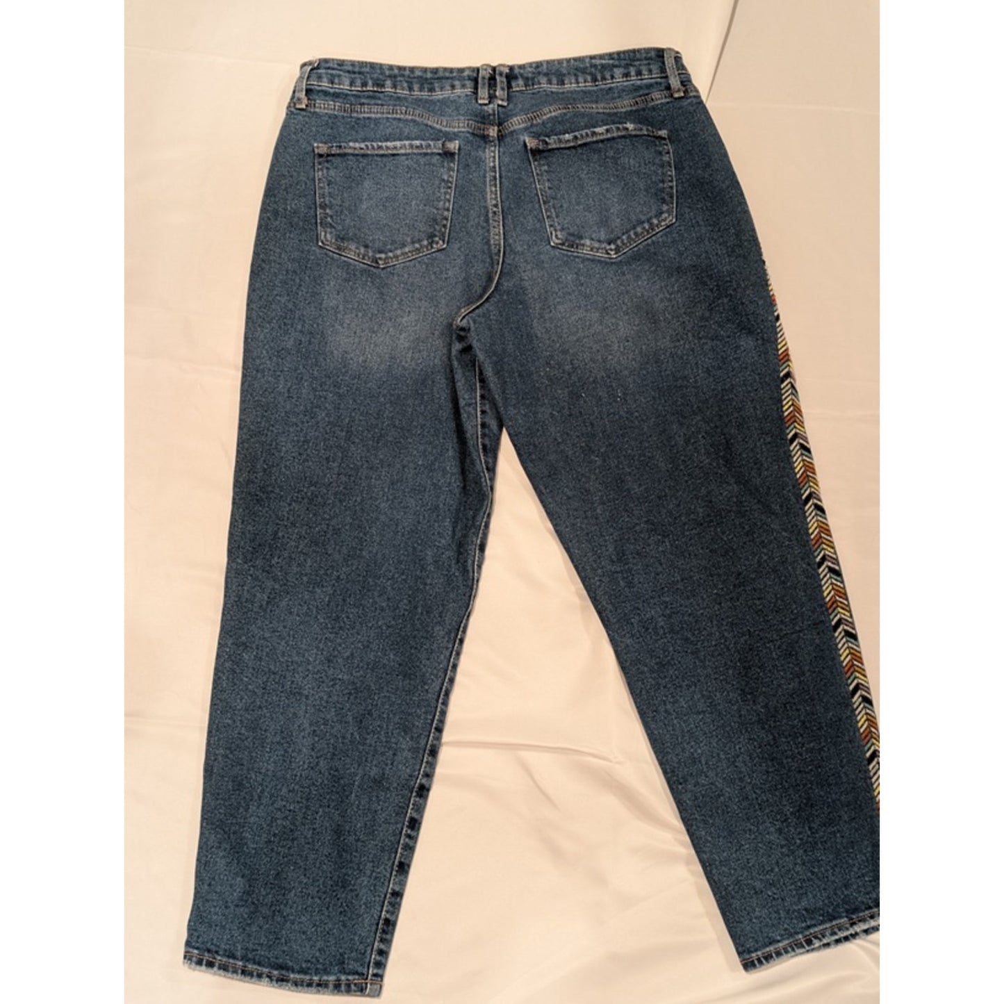 1195 - Knox Rose Jeans Straight Leg Denim w/ Embroider Chevron Side Stripe - 10
