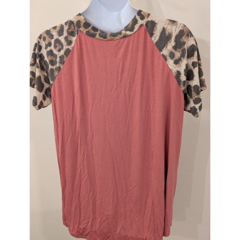 1318 - Celeste Mauve and Animal Print Top - Size L - NWOT