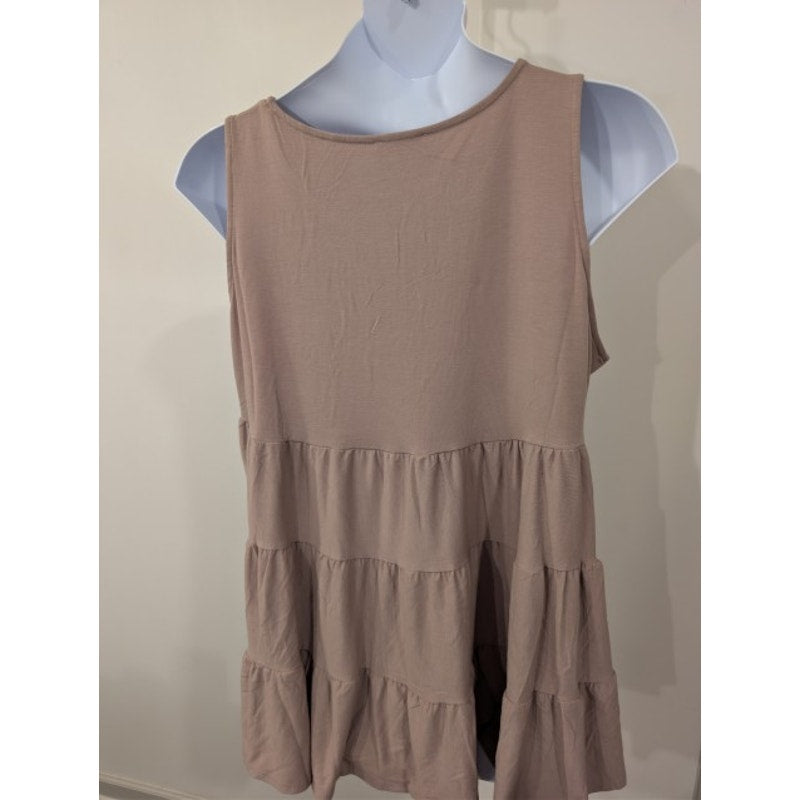 1391 - Zenana Mocha Tiered Sleeveless Tank - 2XL - NWOT