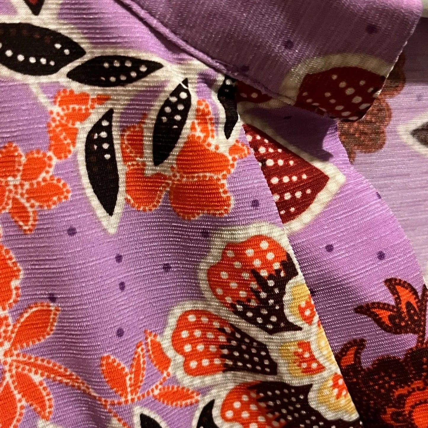 1133- Dear Scarlett Floral Print Blouse Purple Orange Boho Long Sleeve - NEW - M