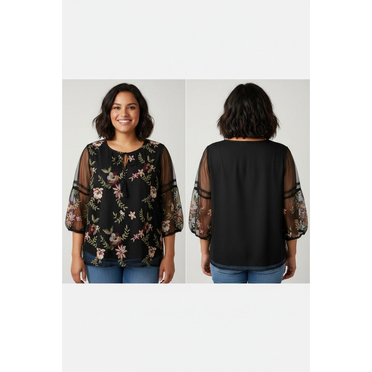 1378 - Indigo Thread Co. Embroidered Blouse - 1X - NWOT