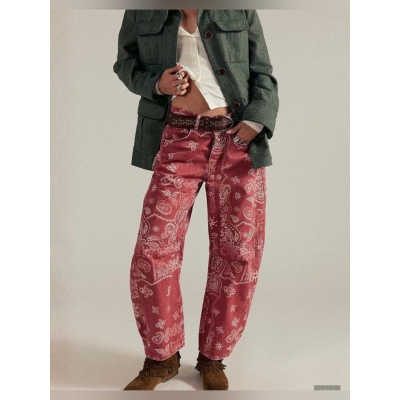 1331 - Loveimgs Red Bandana Barrel Jeans - XXL - NWT
