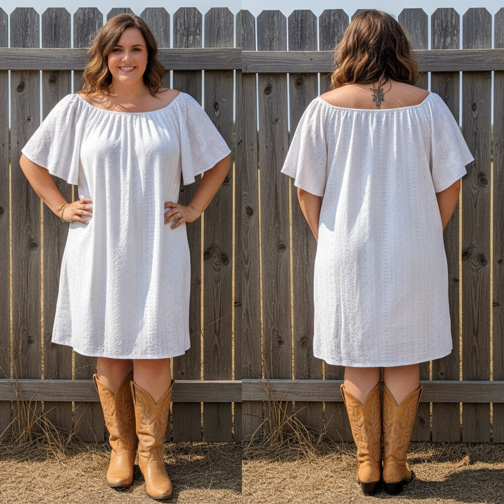 1540 - American Street Wear White Eyelet Dress - Size 2x