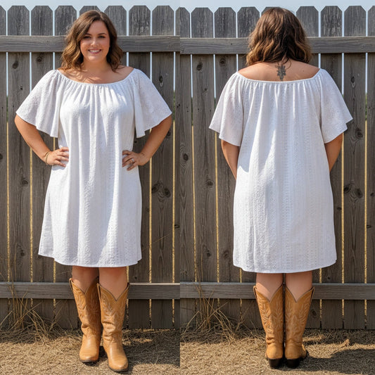 1540 - American Street Wear White Eyelet Dress - Size 2x