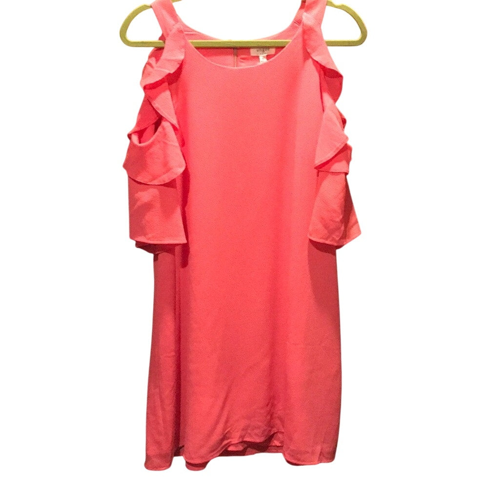 1352 - Umgee Pink Coral Cold Shoulder Sleeve Dress - Small