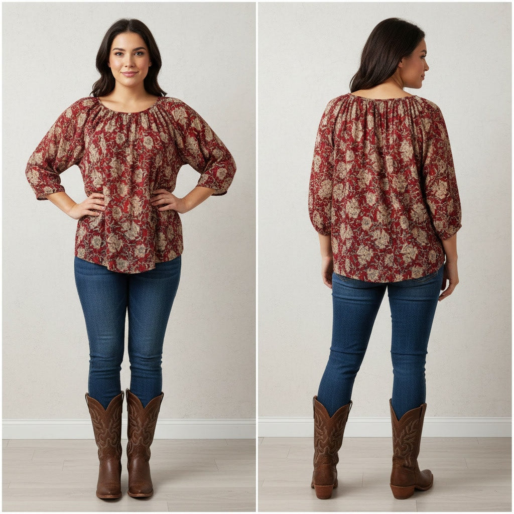 1502 - Chaps Peasant Blouse - 1XL