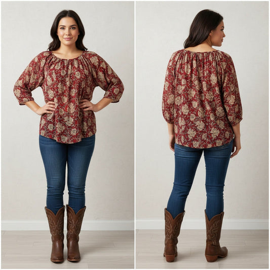1502 - Chaps Peasant Blouse - 1XL
