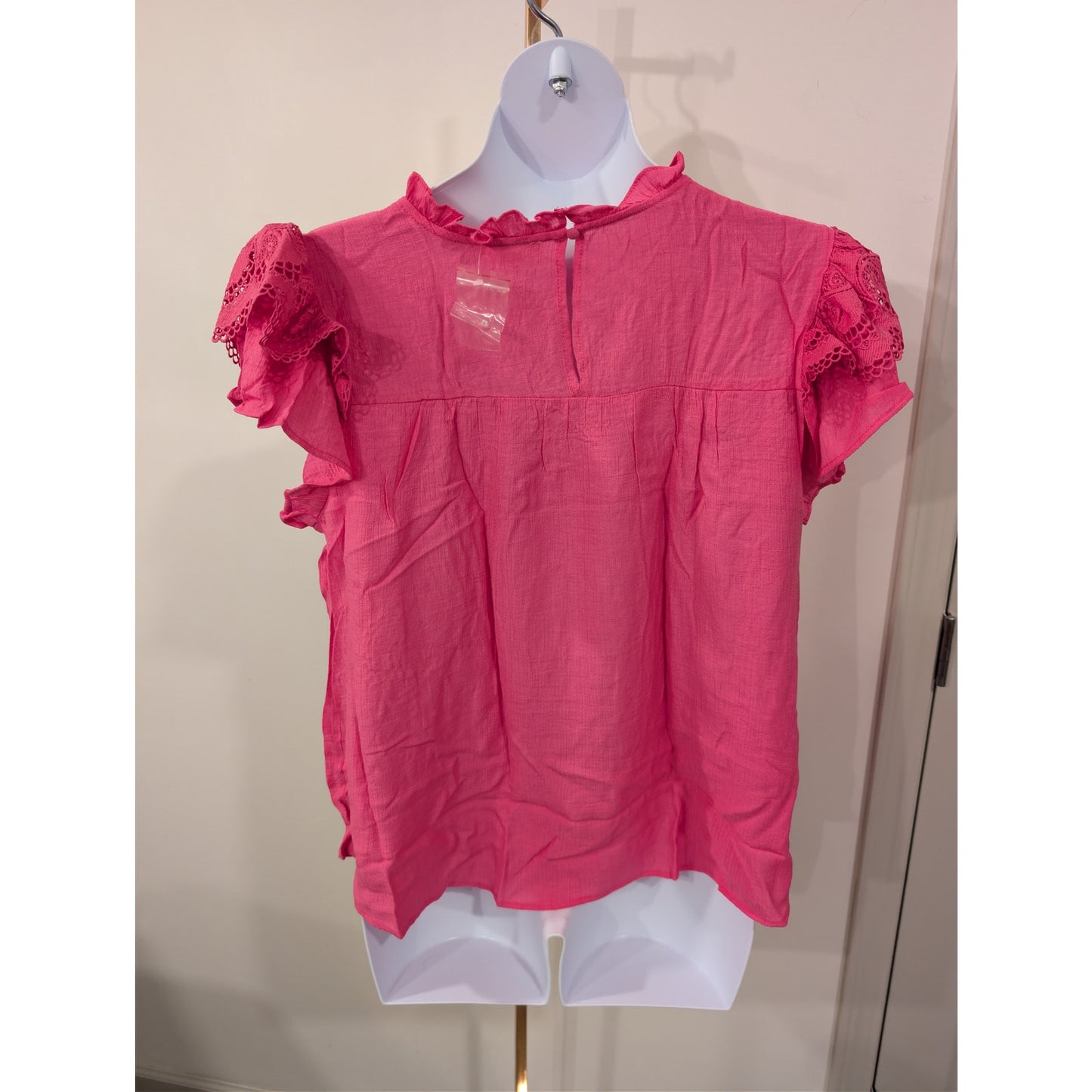 1436 - Perch Pink Blouse with Crochet Sleeve - 3XL - NWT