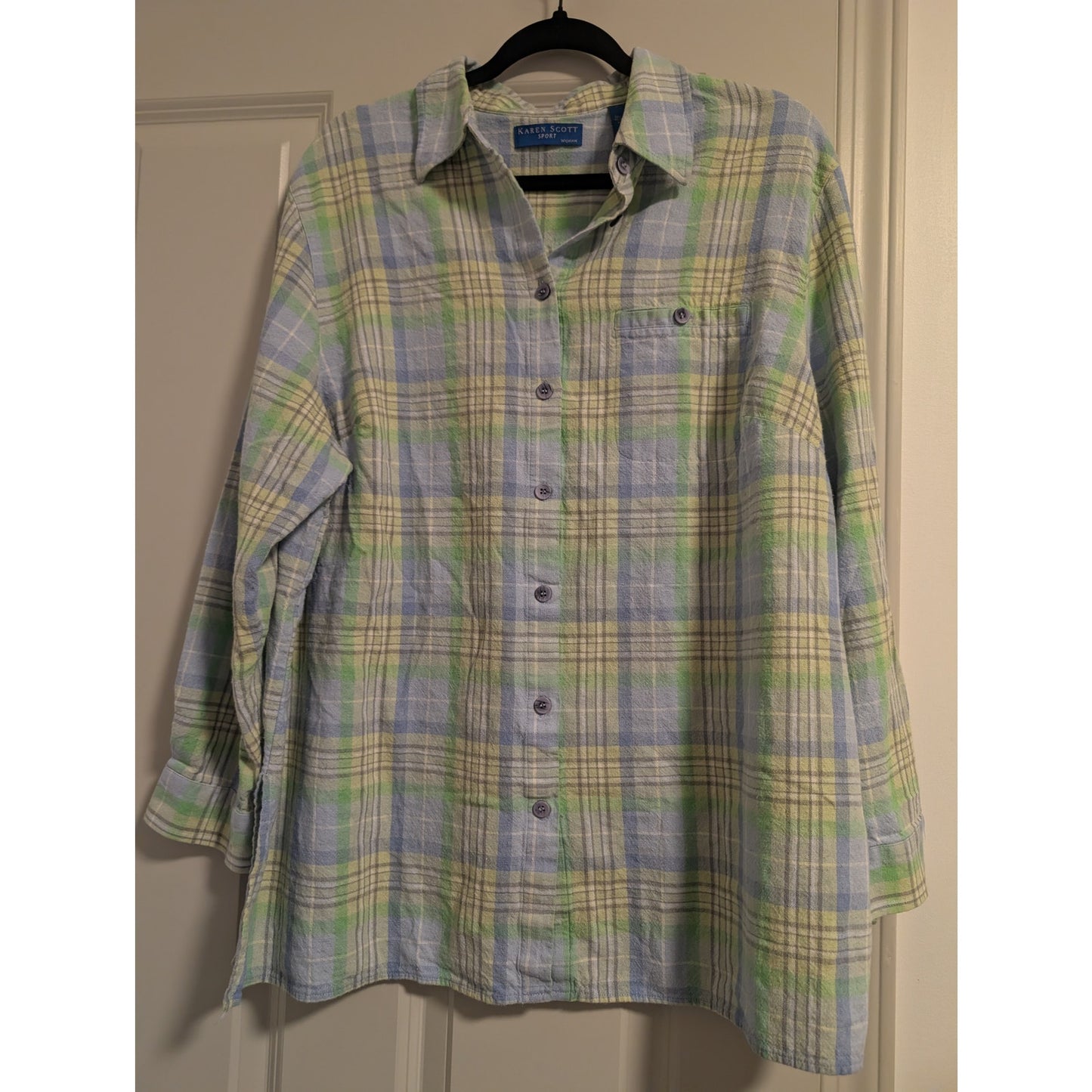 1516 - Karen Scott Sport Plaid Button Down Shirt - 1X