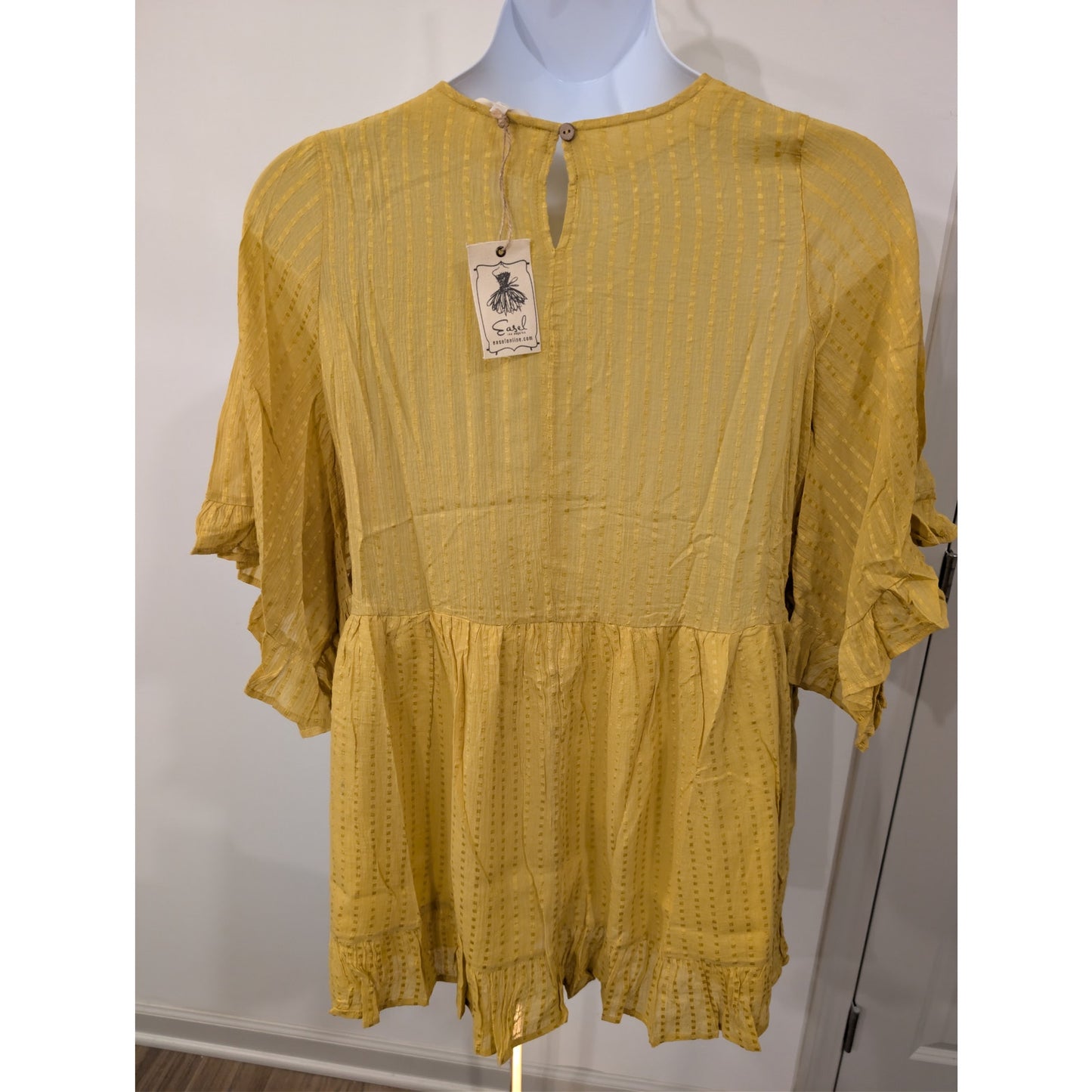 1412 - Easel Babydoll Mustard Dress - Size Small - NWT