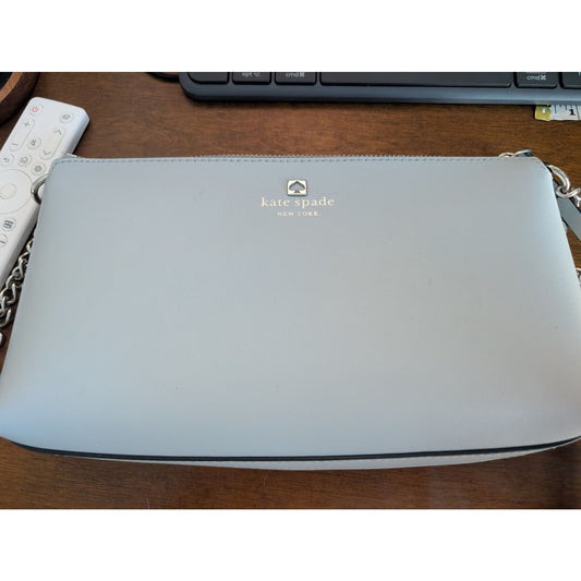 1001 Kate Spade Crossbody Bag Light Blue Leather Chain Strap - Like New
