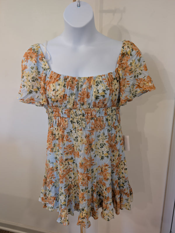 1158 - B. Smart - Floral Puff Sleeve Babydoll Dress Cottagecore - NWT - Size 13