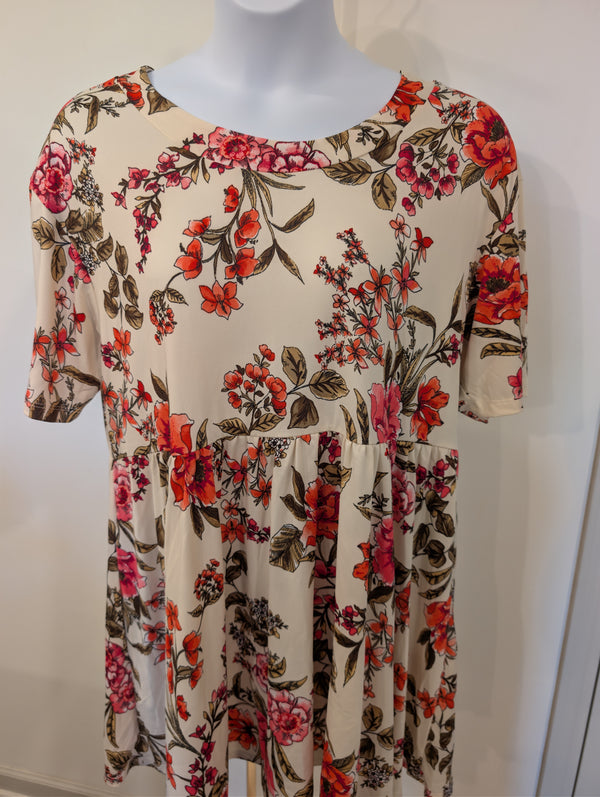 1177- Agnes & Dora Floral Babydoll Dress Cream Pink Orange Boho - NWT- XXL