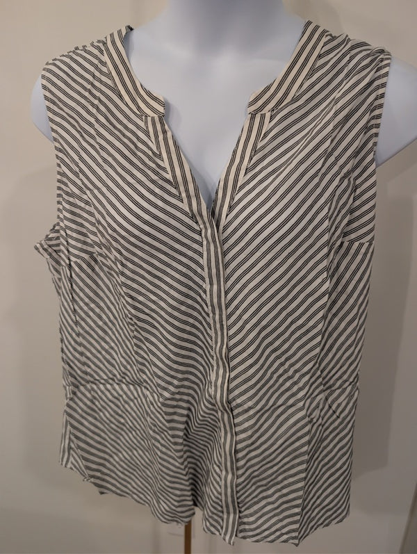 1215- Sanctuary Striped Sleeveless Button Front Blouse Vest Top - NWT- 3X