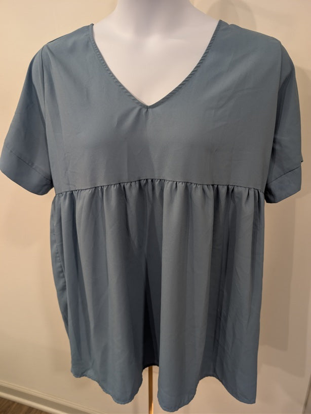 1225 - Zenana Blue Blouse - NWT - XL