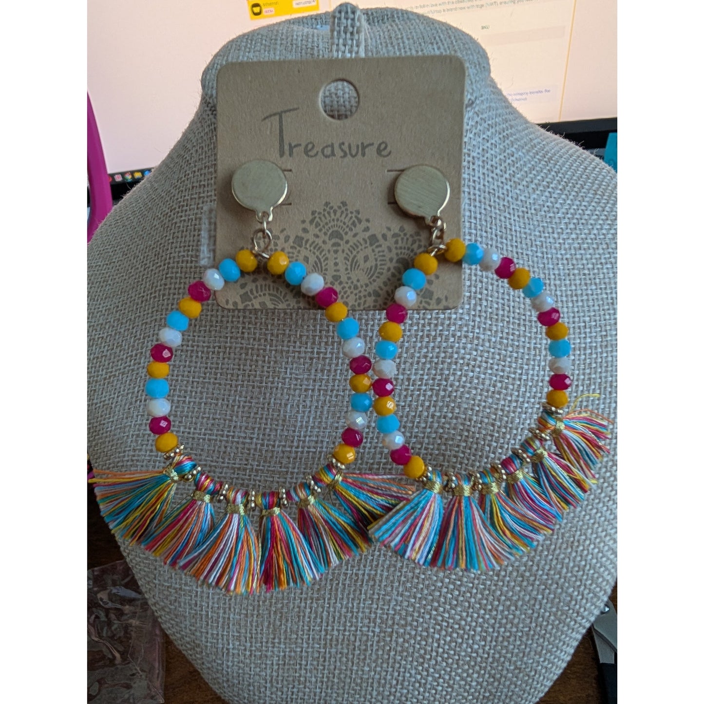 1399 - Boho western Earrings with beads and tassels - NWT