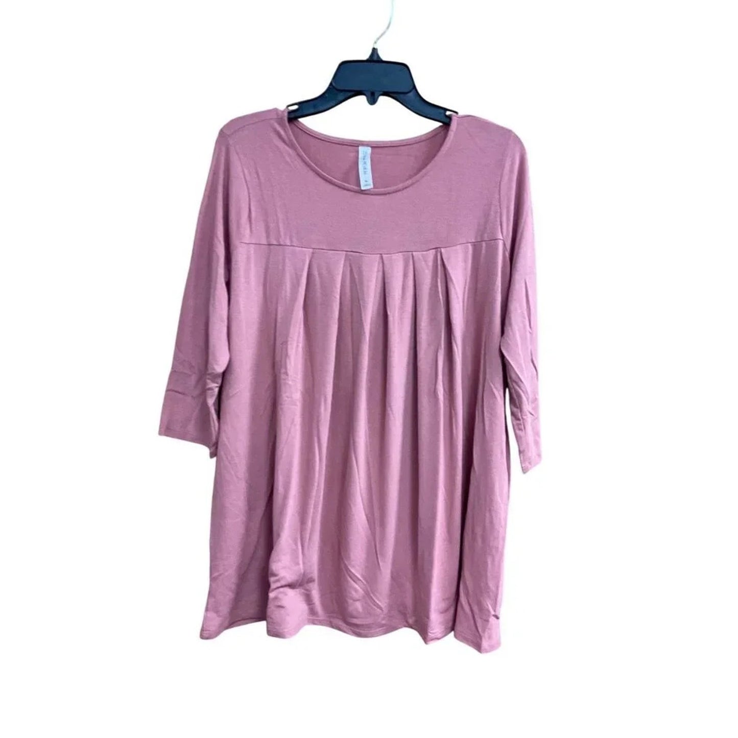 1127 - Zenana Premium Rose Pleated Tunic Top Long Sleeve Boho Casual - NWT
