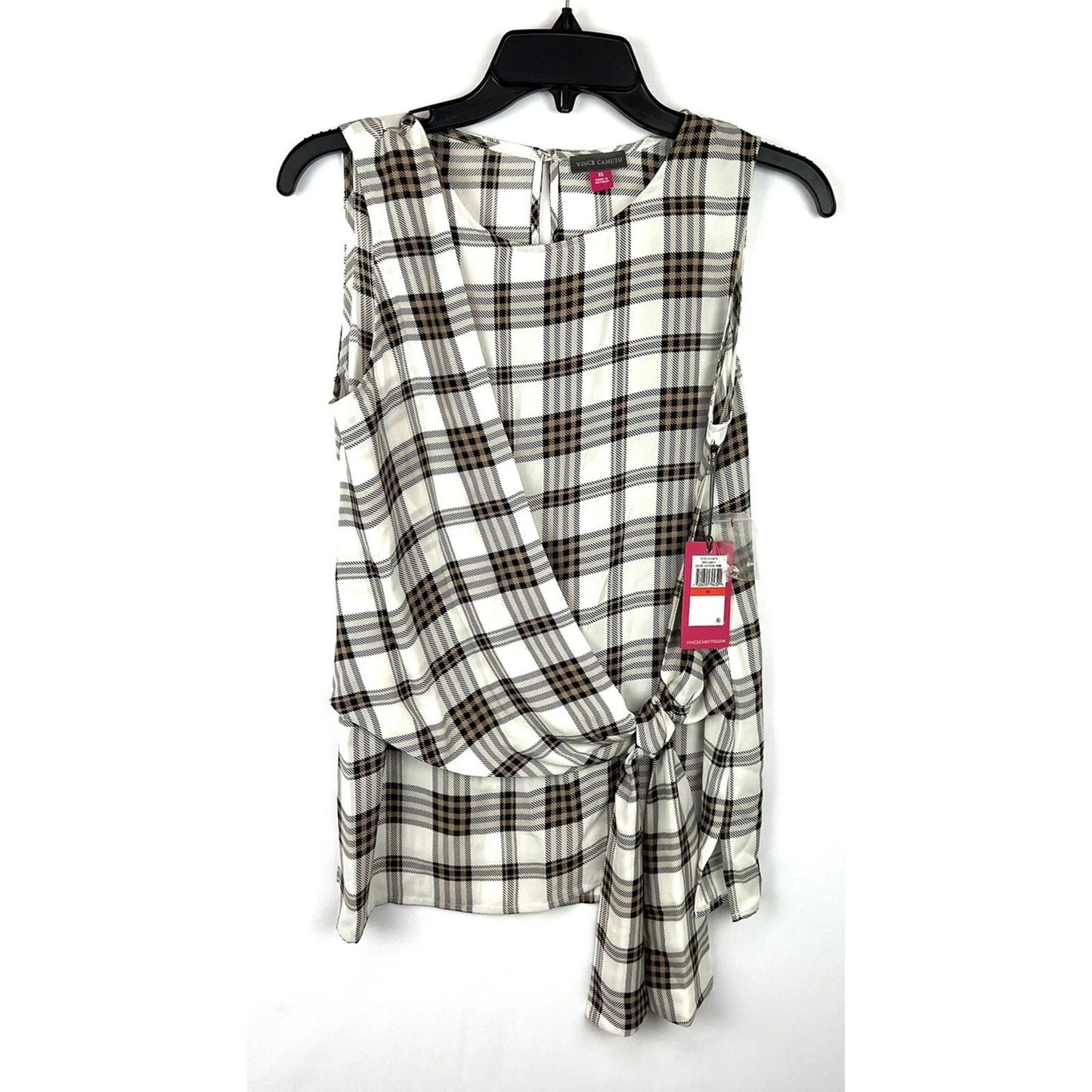 1095 - Vince Camuto Plaid Tie Front Sleeveless Blouse - NWT - 3X