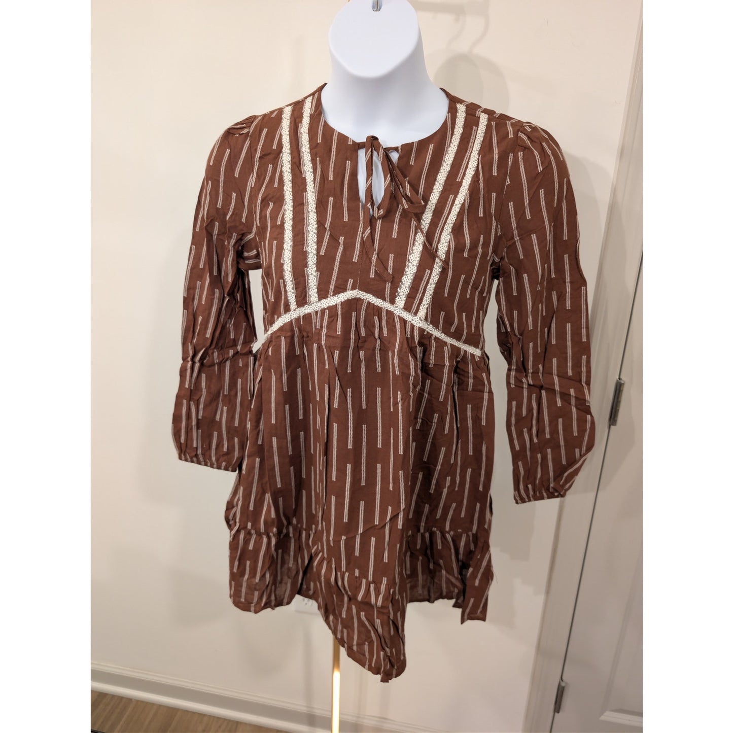 1412 - Day + Moon Brown embroidered dress - Small - NWT