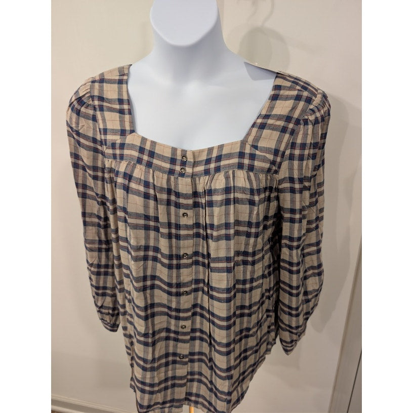 1231- Davi & Dani Blouse Button down, 3/4 Sleeve, Size 1xl NWT