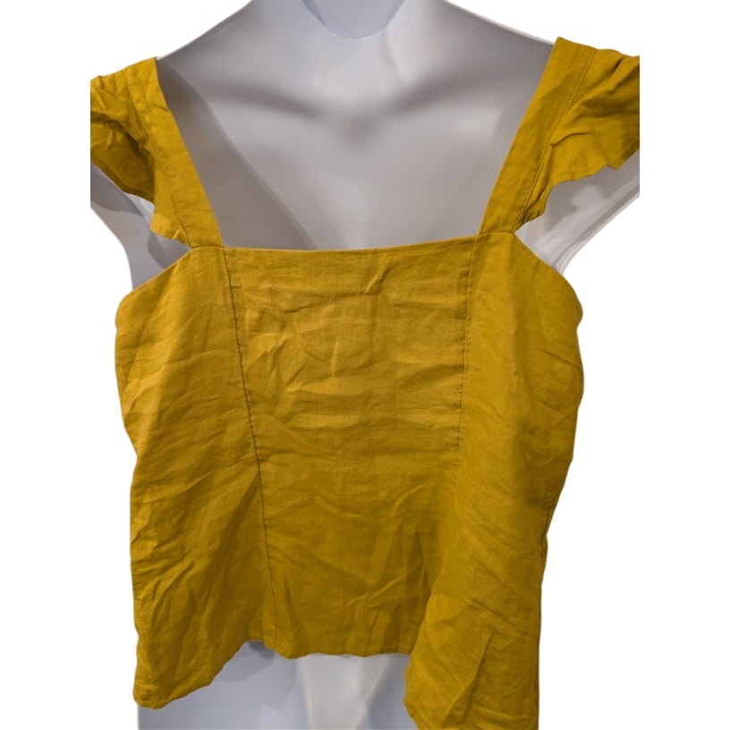 1230-M & S Collection Size 16 - Flutter Sleeve Tank -Mustard