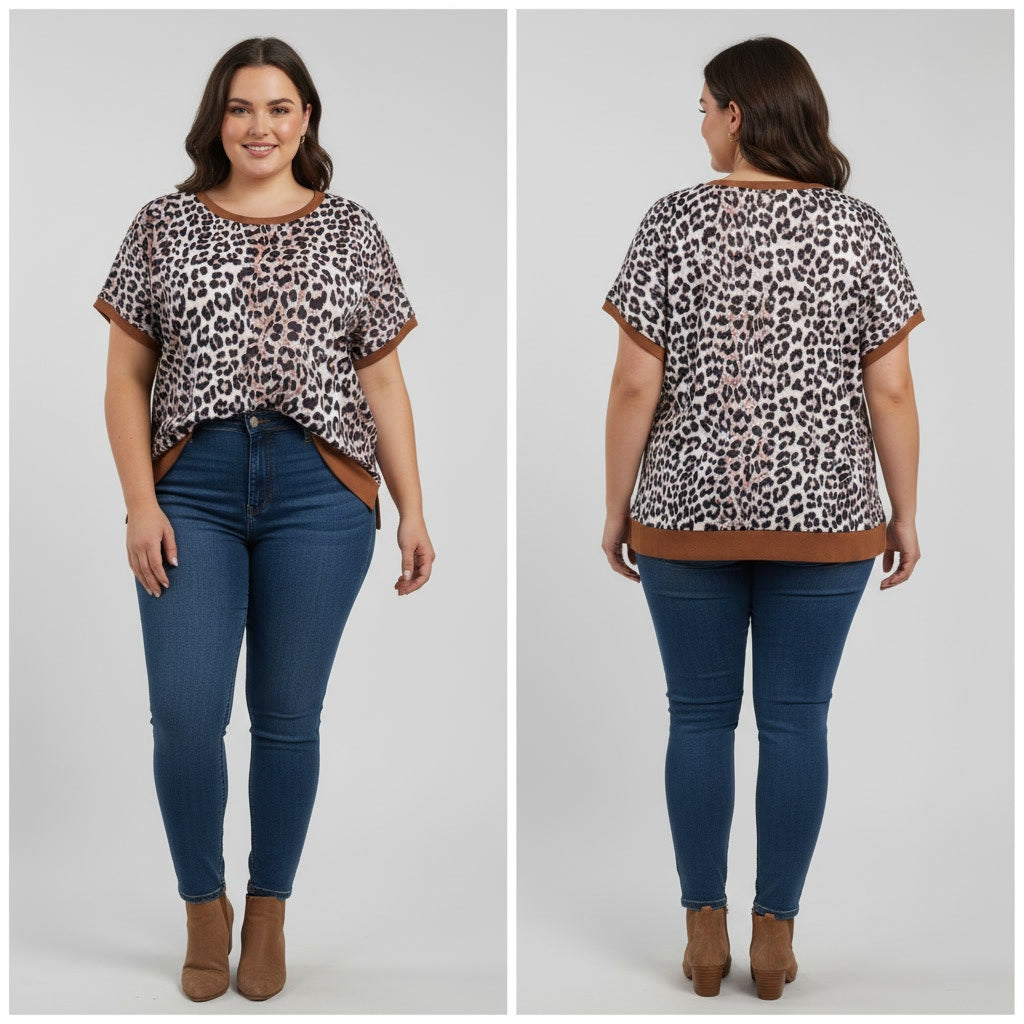 1334 - Animal Print Sweater Top - 1X - NWOT