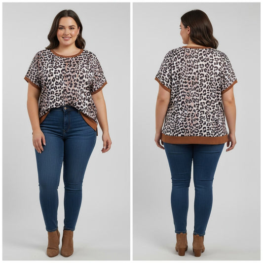 1334 - Animal Print Sweater Top - 1X - NWOT