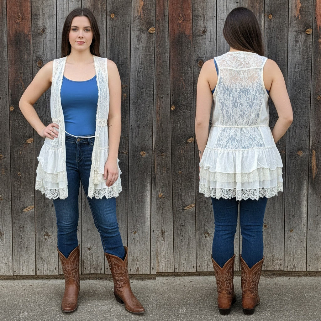 1469 - rue21 Lace and Tiers Vest  - XL