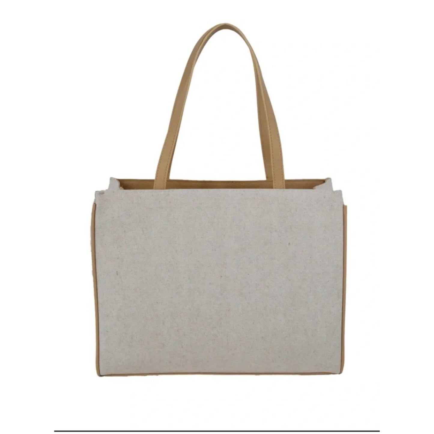 Bebe Canvas Tote Bag Beige Tan Stripe Logo Large Shopper - NWT