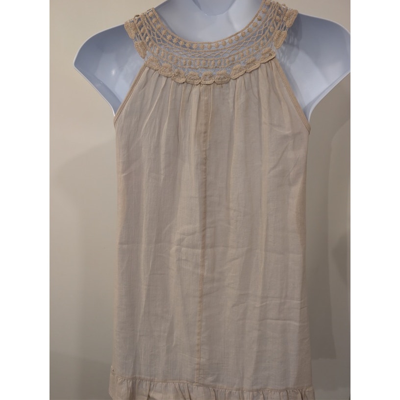 1238 - Indigo Soul Crochet Trim Tank Dress - Size Sm