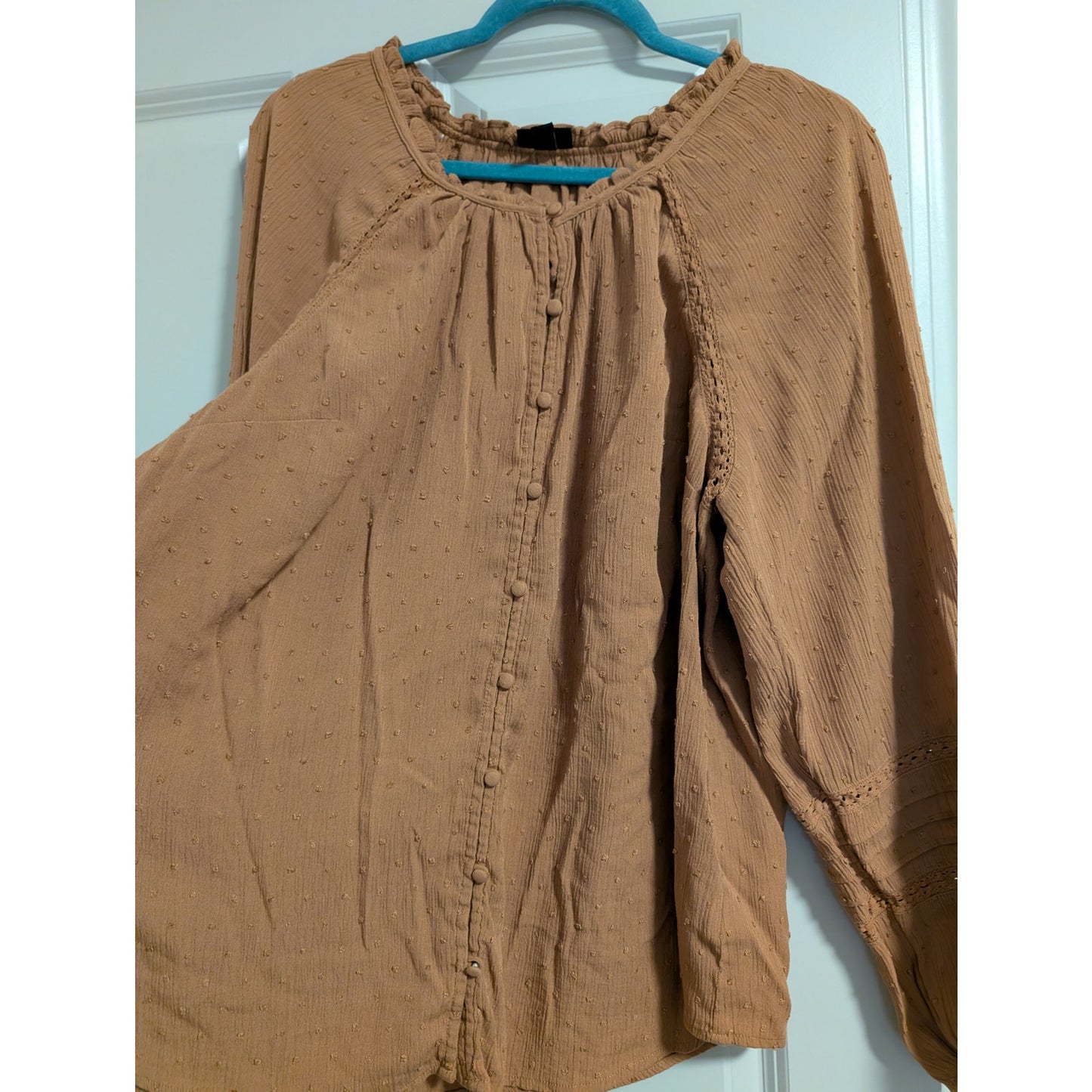 1538 - Torrid Peasant Blouse with Swiss Dots - Size 2