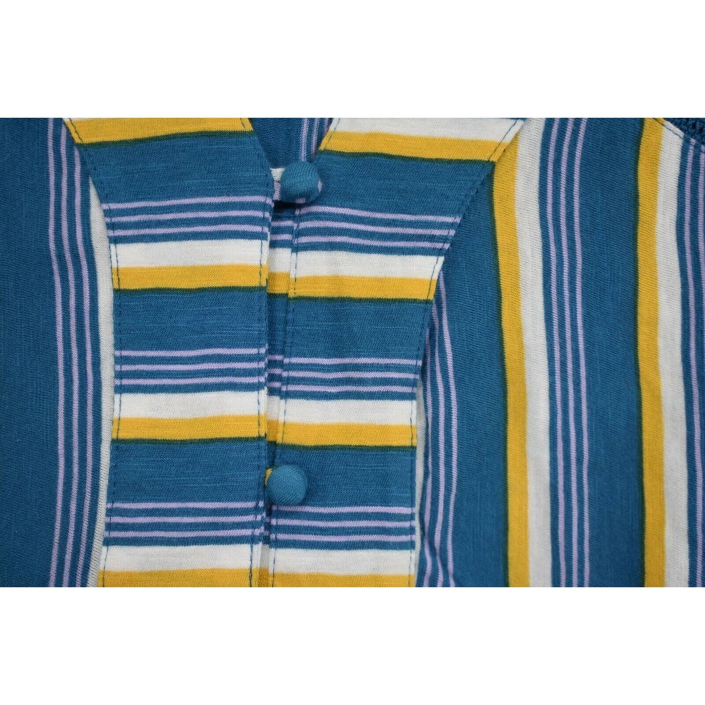 1092 - Caslon Striped Sleeveless Button Front Blouse Boho Blue Yellow NWT - 3X