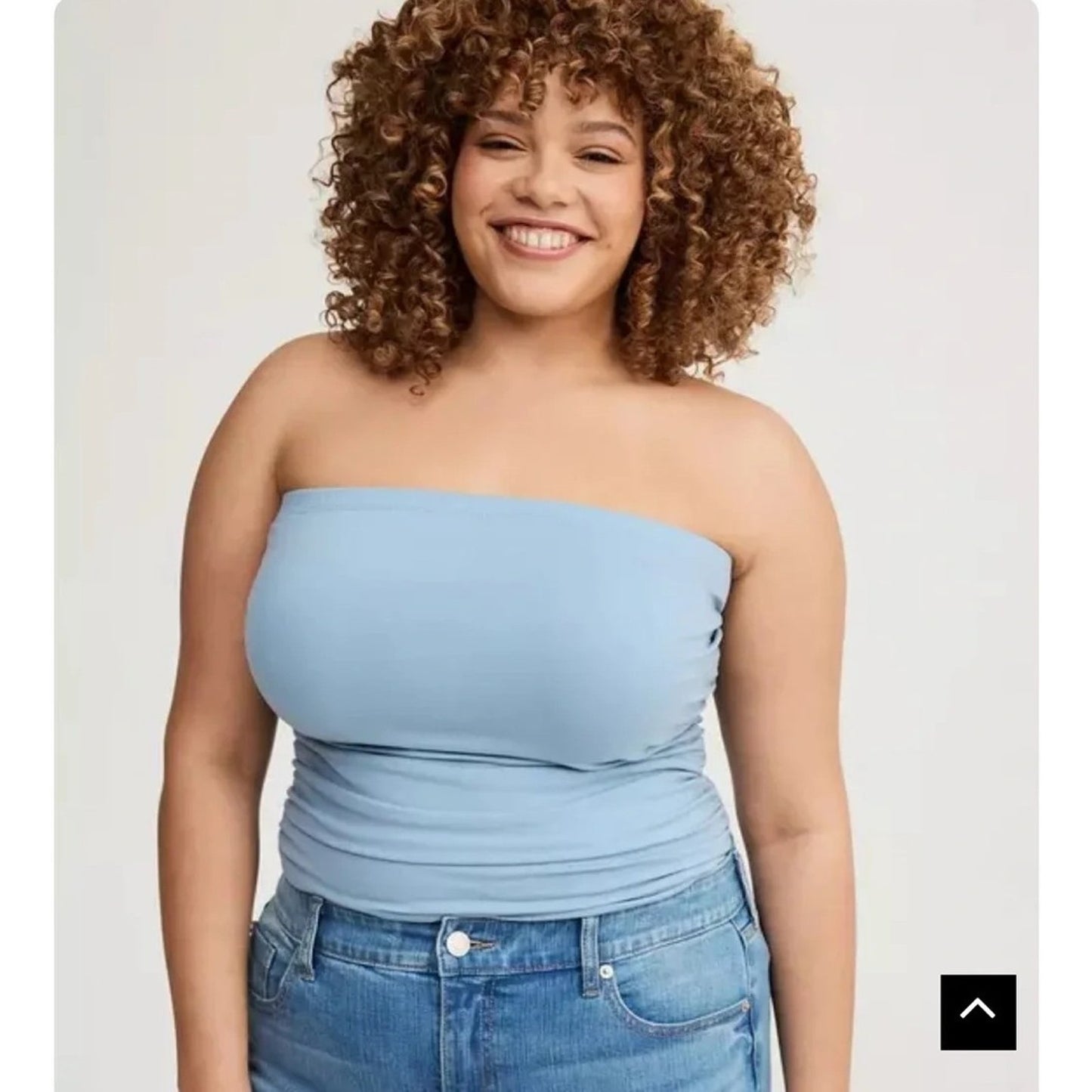1078 - Torrid Foxy Ruched Tube Top Light Blue 2X - NWT