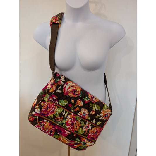 1025 - Vera Bradley Computer Crossbody Bag Brown Pink Boho