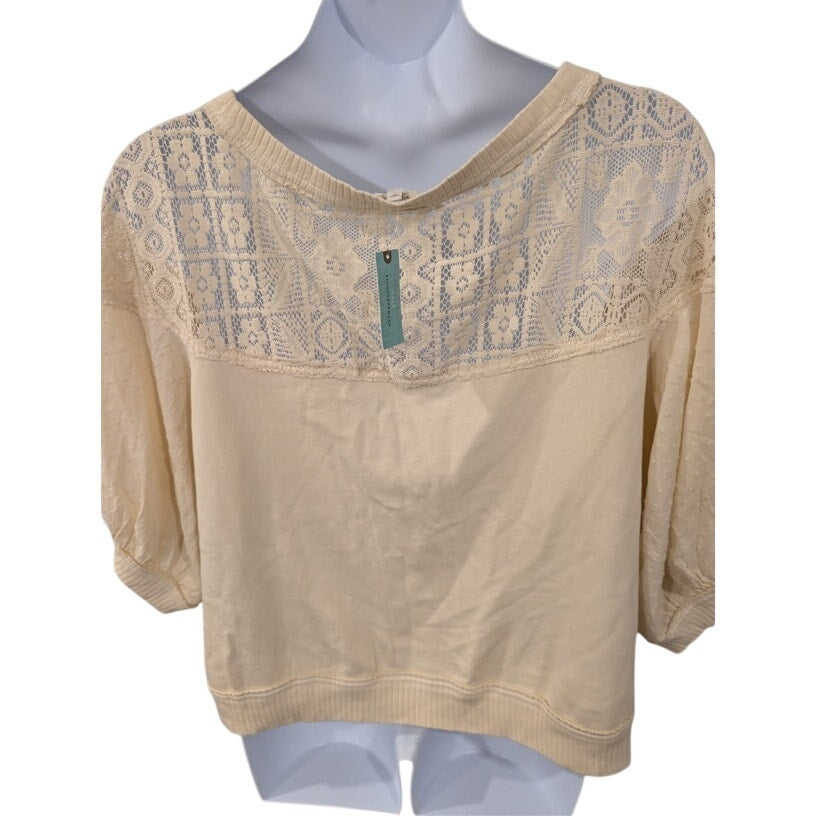 1227-Pilcro Anthropologie Plus - Creme Lace and Sweatshirt Top - NWT - 2X